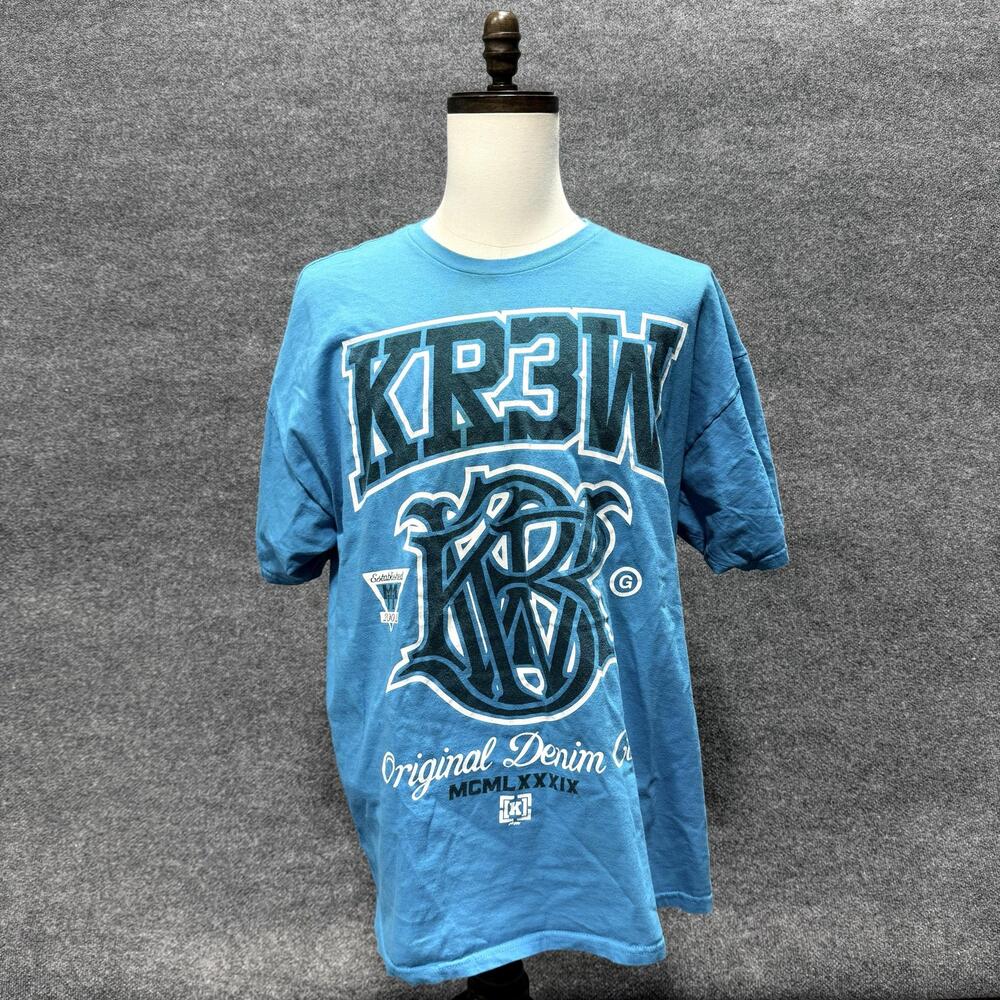 KR3W Shirt Mens 2XL Blue Original Denim Co Logo Graphic T-Shirt Tee Streetwear